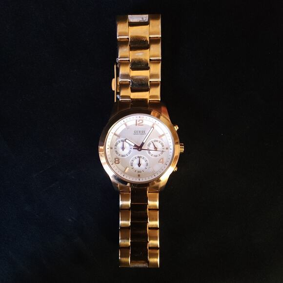 Womens Guess Waterpro U13578L5 Quartz Analog Gold Color Ladies Chronograph Watch - Picture 1 of 7